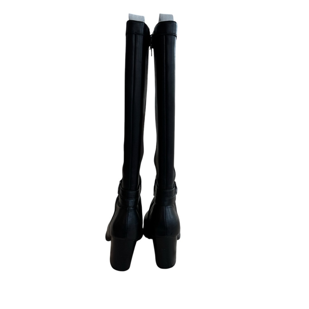 Gianni Bini Black Knee High Block Heel Boots Women’s 9.5M Leather Zip Side - Picture 3 of 10